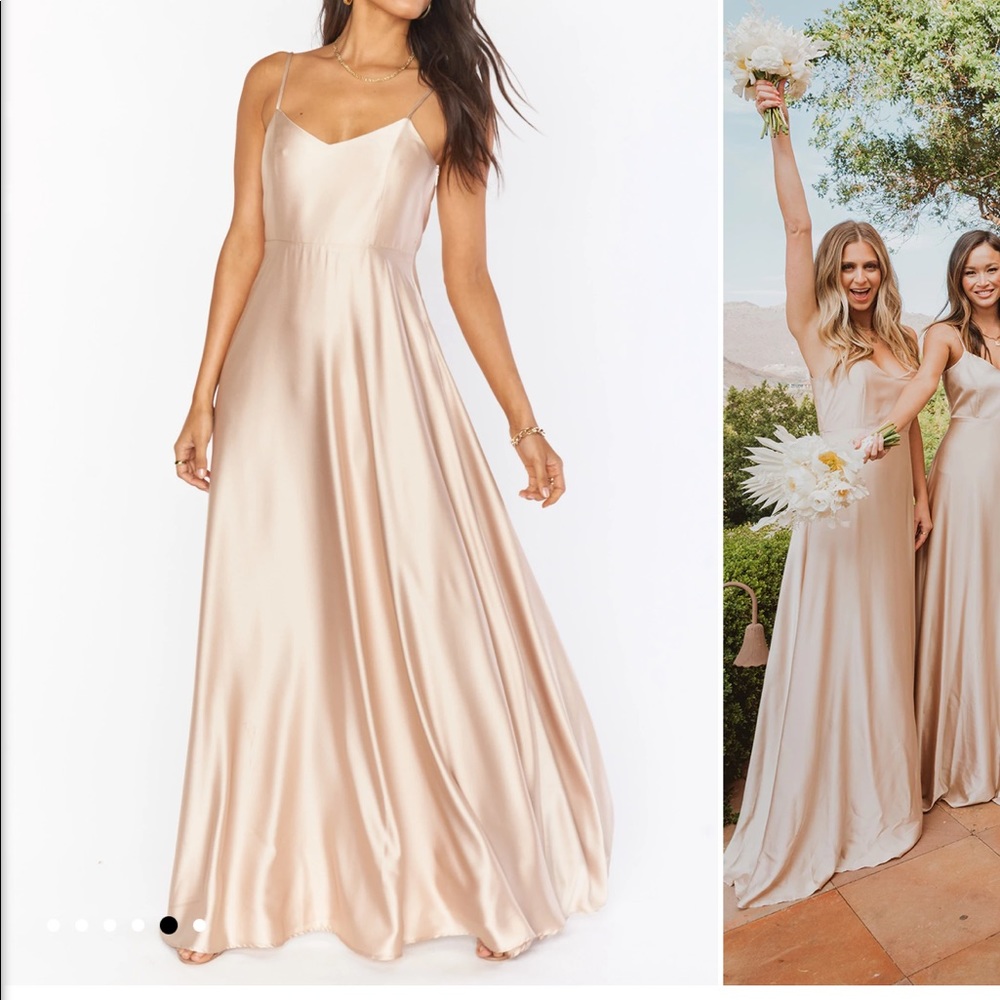 Show Me Your MuMu Champagne Satin Maxi Dress